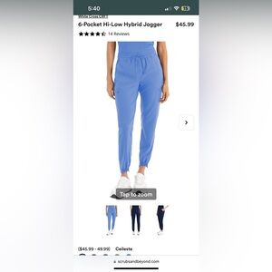 Medium White Cross ceil blue scrub top and large white cross scrub bottoms